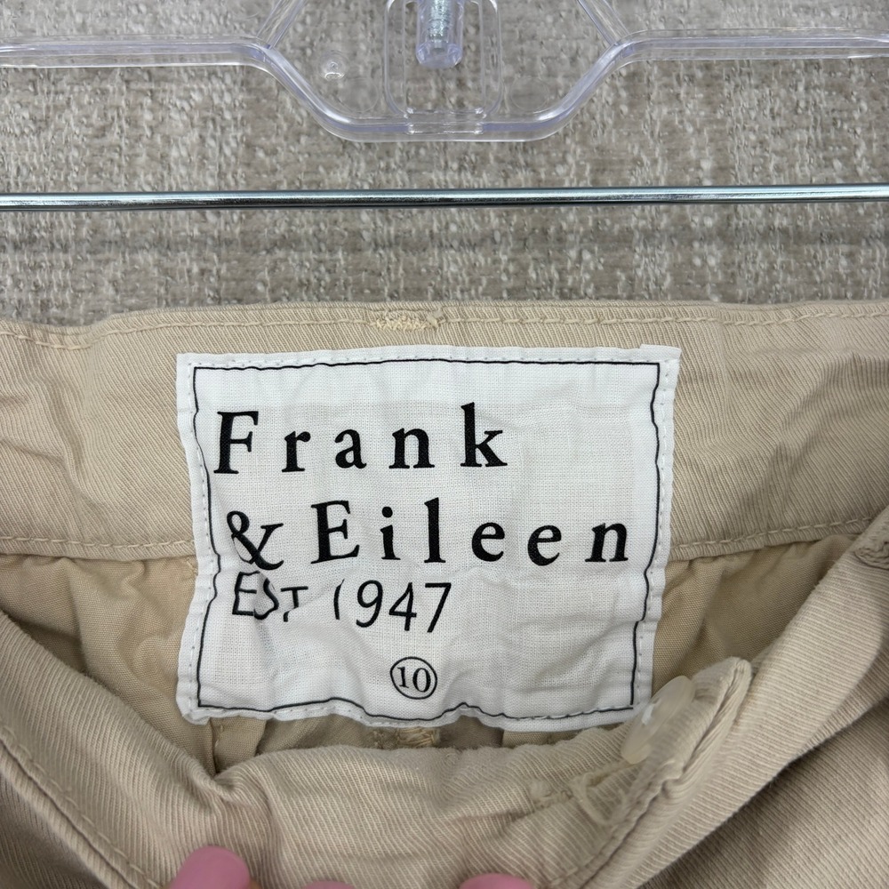 Frank & Eileen Pants Womens 10 Tan Westport Chino Ankle Crop Wide Leg Mid Rise - Picture 4 of 13